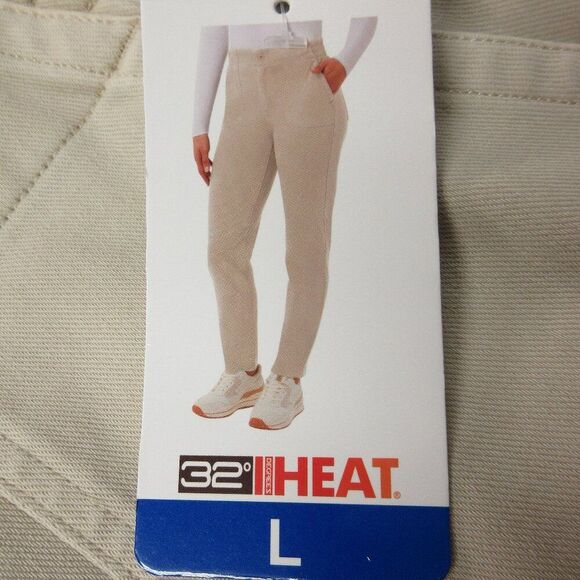 32 DEGREES Ladies Knit Twill Ankle Pants Size L (12-14) Flat Front Tan Cream NWT - Picture 1 of 12